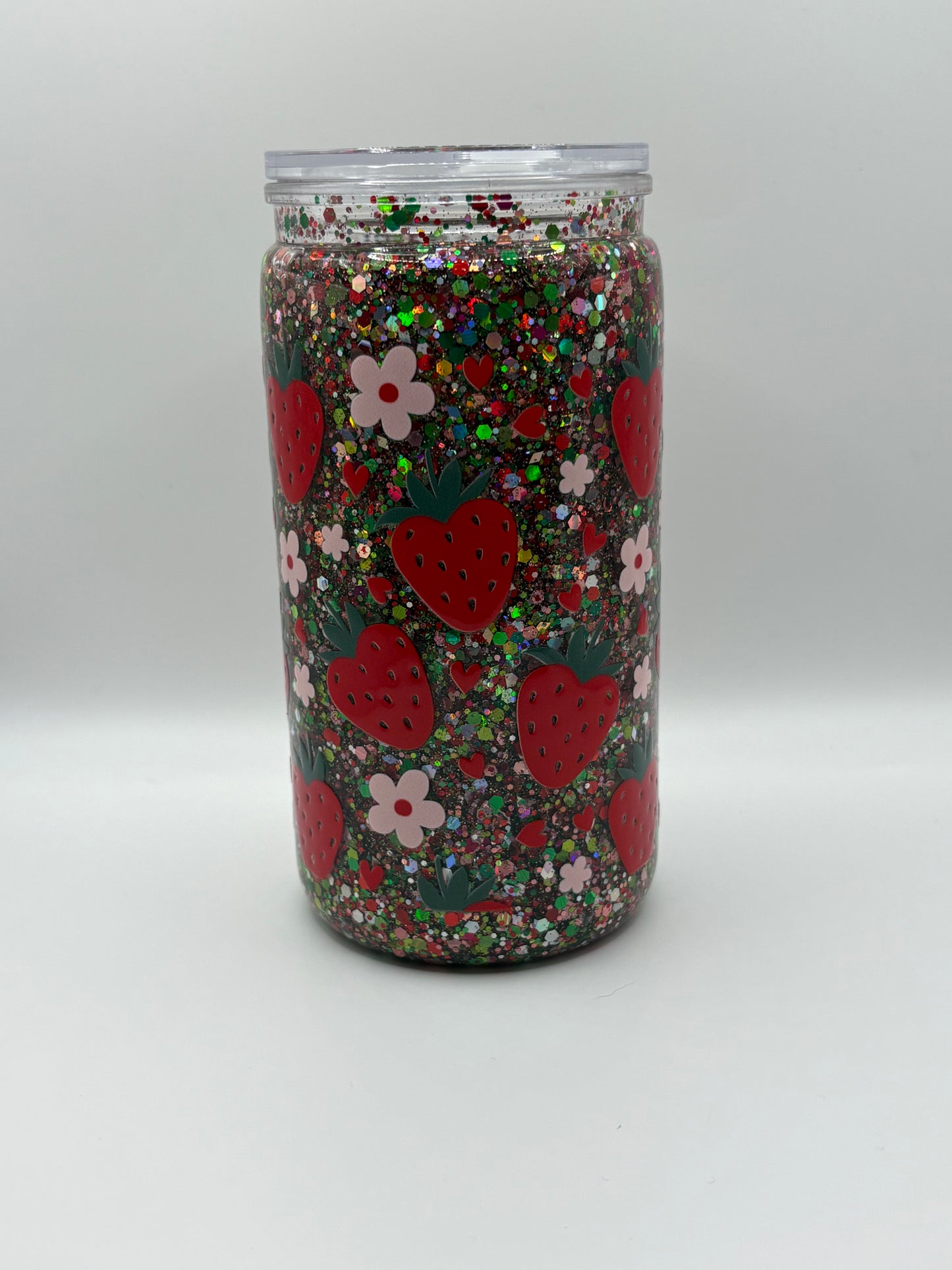 Strawberry Snow Globe Cup- 16oz