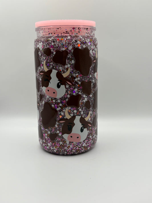 Cow Snow Globe Cup- 16oz